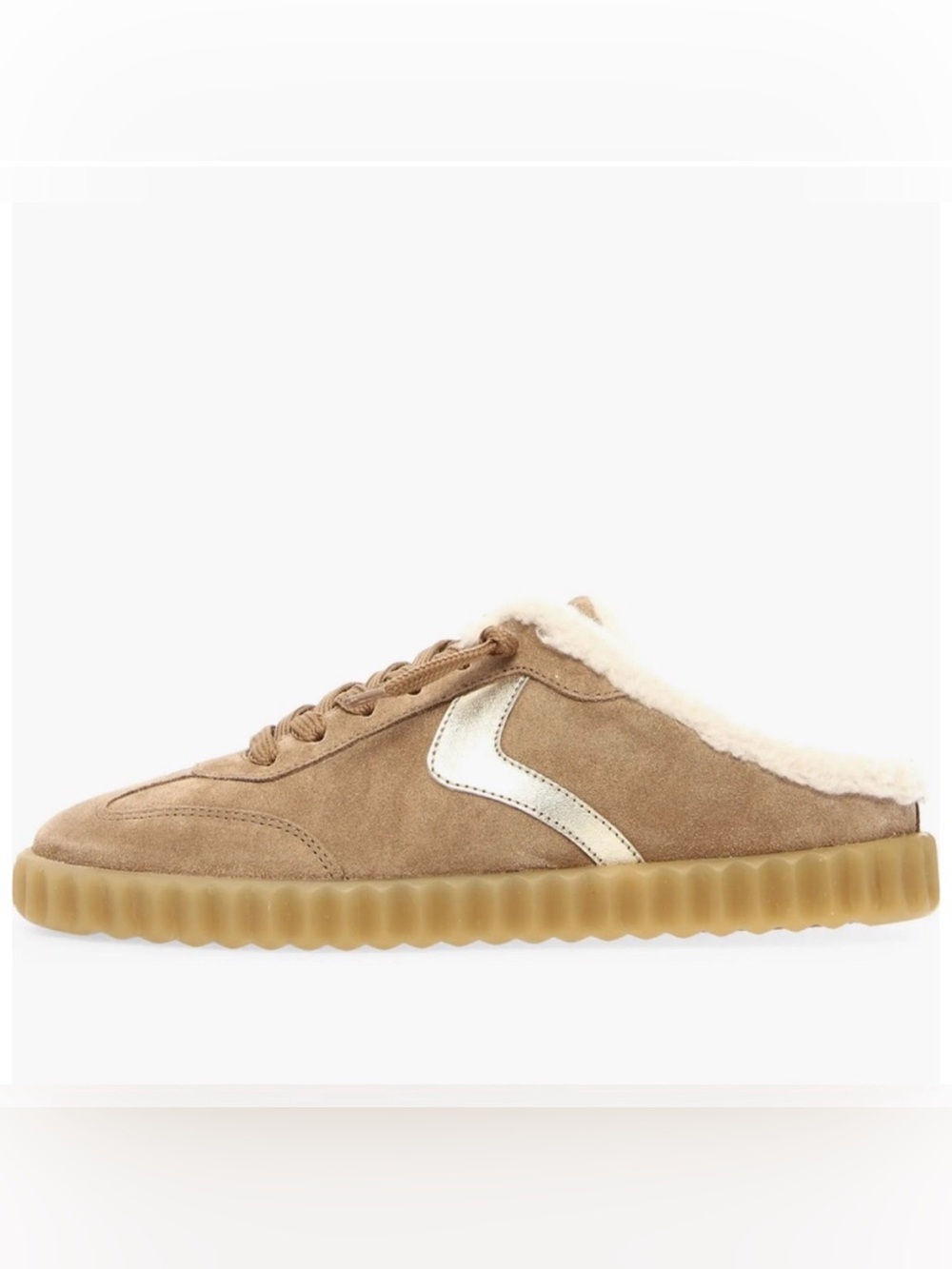 NWT VOILE BLANCHE Ines Faux Shearling Lined Mule in Light Brown